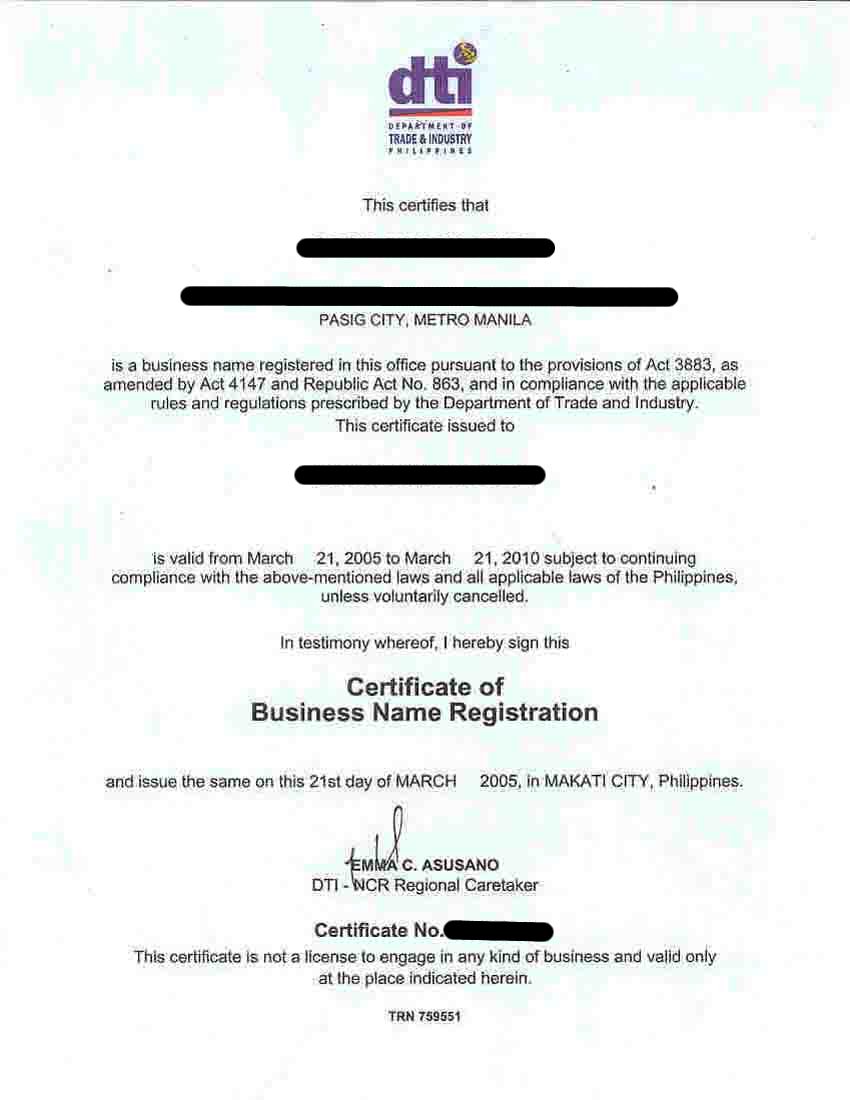 Franchise Certificate Sample